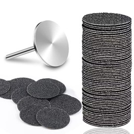 100 unidades de discos de papel de lija con 1 eje de metal reemplazables almohadillas de lijado para escofina eléctrica de pies, limas de cutícula, callo, herramientas de pedicura, HJ-NF037 (grano 120)