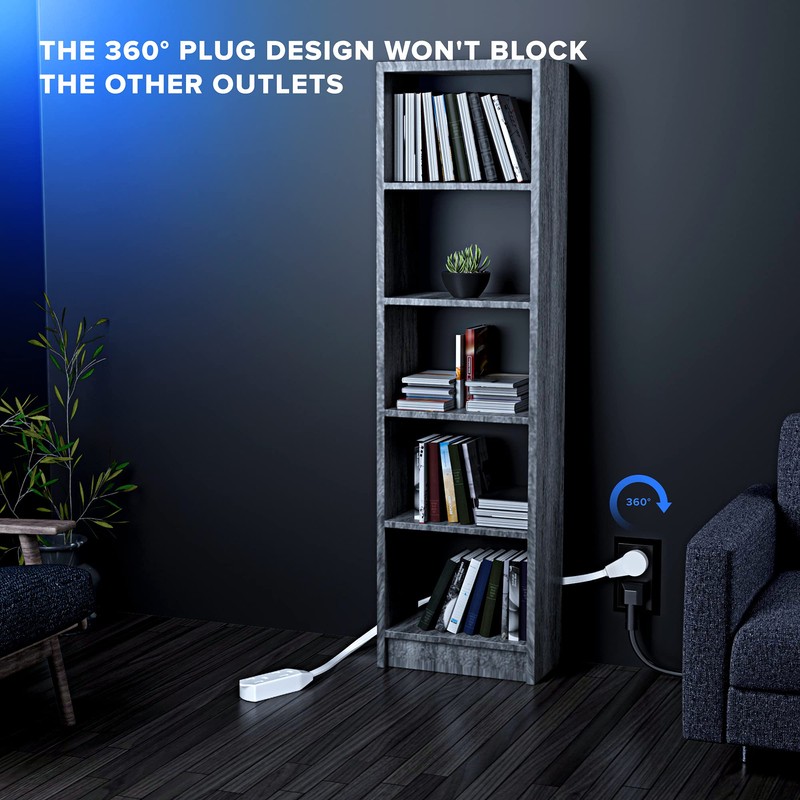 Maximm Cable 20 Ft 360° Rotating Flat Plug Extension Cord/Wire,