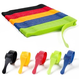 120PCS Reusable Cable Ties 6" × 1/2" Multi-Colour Wire Organizer with Hook and Loop, Adjustable Fastening Cord Ties Wire Management for Home, Office, Data Centers, and Electronics, 5 Colours