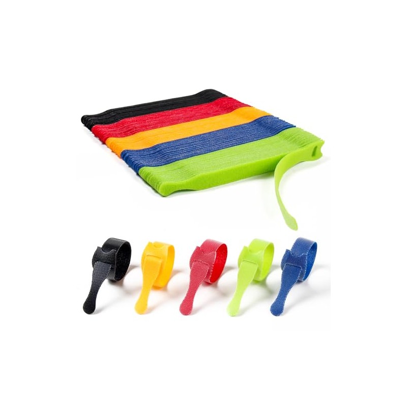 120PCS Reusable Cable Ties 6" × 1/2" Multi-Colour Wire Organizer