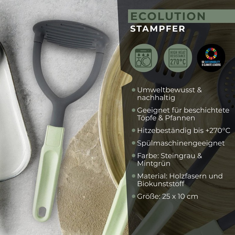 Fackelmann Ecolution Potato Masher - Wood Fibre and Organic Plastic