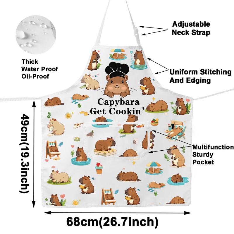 MYSOMY Capybara Kitchen Apron Capybara Cooking Apron Capybara Get Cookin’