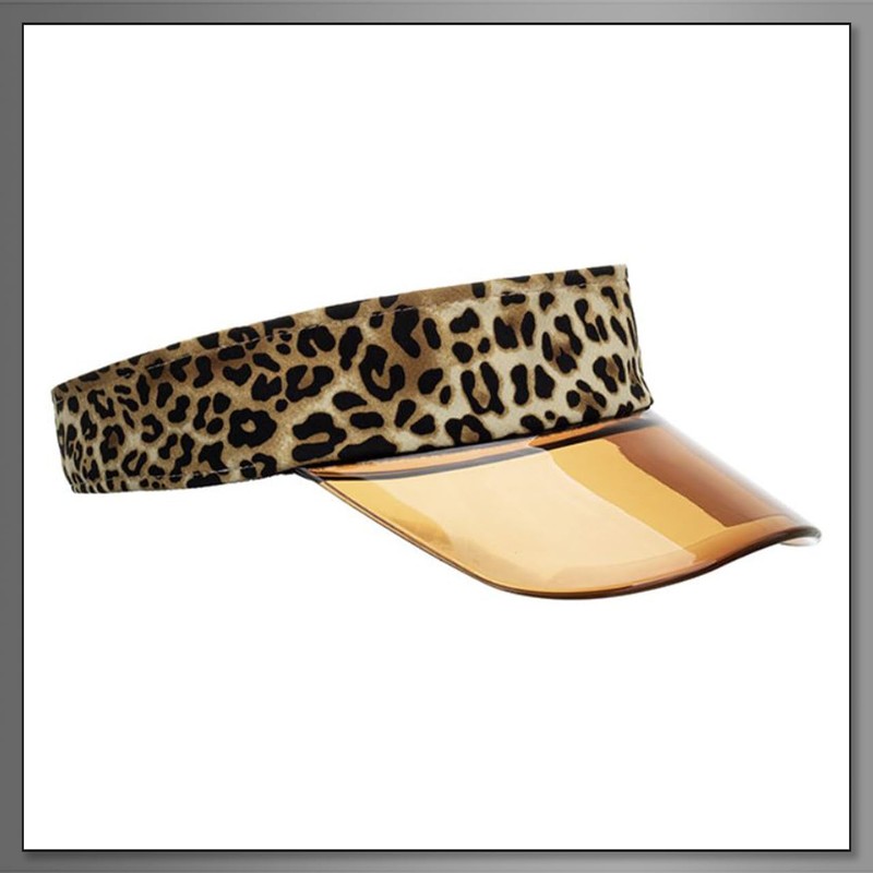 Buzz Selection CAP359 Women's Visor, Sun Visor, Hat, Leopard Pattern,
