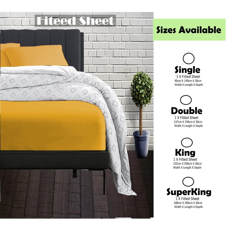 Ochre king size fitted sheets Microfibre Bottom bedsheet Deep Pocket