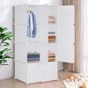 4-Tier Closet Storage Cabinet - White, 8-Cube, Hanging Rod &