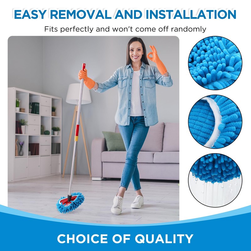 Baderke 3 Pack Chenille Mop Heads Replacements Compatible with 1