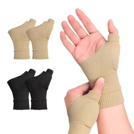 1 Pair Arthritis Wrist & Thumb Support Brace | Compression Wrist Brace for Hand Instability, Improve Circulation | Provide Excellent Support for Thumb Injury, Carpal Tunnel, Tenosynovi (Beige, L)