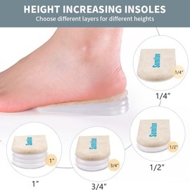 Sumifun Heel Lift, 4-Layer 1 Inch Gel Shoe Lifts for Women Uneven Legs, Adjustable Orthopedic Heel Lifts for Heel Pain and Leg Length Discrepancy, Heel Wedge Inserts 1/4" 1/2" 3/4" (Size S, Beige)