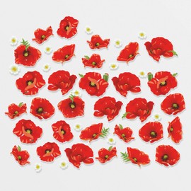 31 Poppy Window Stickers for Glass 2023 - Poppies for Remembrance Day Window Decorations with Primroses