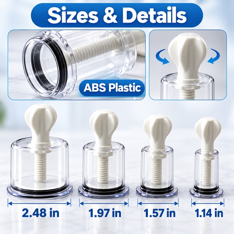 4-Piece Manual Vacuum Suction Cup Set for Body Massage –