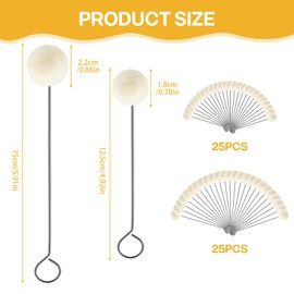 Wool Daubers Ball Brush 50Pcs 2 Sizes Wool Balls Brush Metal Handle Leather Dye Tool Applying Dyes to Leather Suede for Diy Crafts Projects Dying Gluing Smooth Even