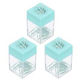 PATIKIL Magnetic Paper Clip Holder Dispenser, 3 Pcs Large Capacity Paper Clip Organizers with Magnetic Top for Desk Supplies, Office, Classroom, Home, Green