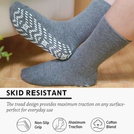 ZAKASA Non Slip Grip Socks - Non Skid Crew Grippy Socks for Men Women Anti Slip Gripper Socks for Elderly Hospital Yoga, Mixed Colors-4pack, X-Large