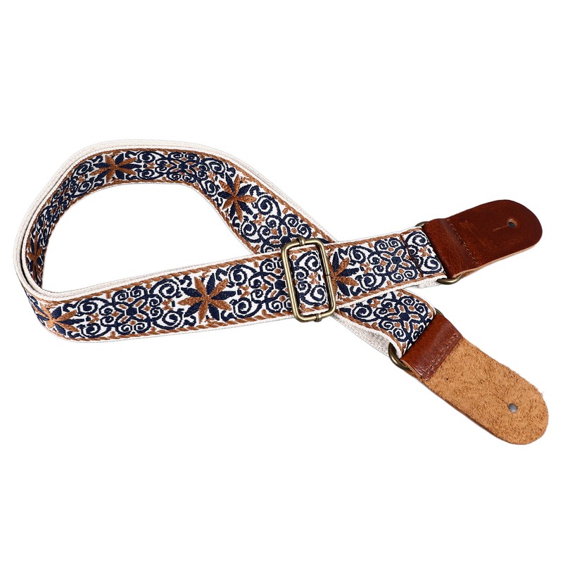 Embroidered Ukulele Strap Ethnic Style Adjustable Length Nylon Leather Comfortable