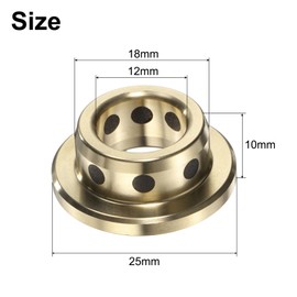 QUARKZMAN Pack of 3 flange sleeve bearings, 12 mm bore x 18 mm outer diameter x 10 mm height, wrapped oil-free flange bushings, brass graphite, oil-free lubricating cast brass bearing