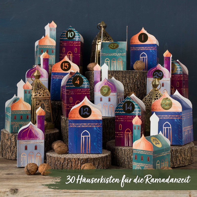 Papierdrachen DIY Ramadan Calendar for Crafts and Filling, Houses, 30