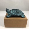 Japanese Cast Iron Green Pond Turtle Figure Statue Paperweight Home