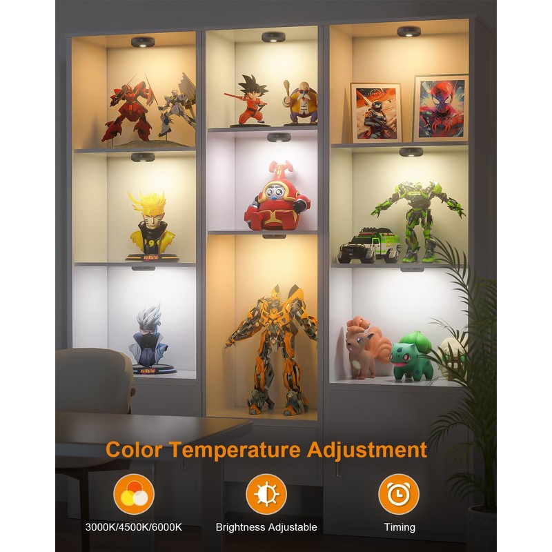 WILLED Puck Lights with Remote Control,3 Colors Under Cabinet Lighting