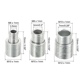 PATIKIL M10/M12 to M6/M8/M10 Reducing Screw, 6 Pack 15mm Long External Thread Adapter Reducer Convert Joint Hardware Double Male Thread Bolts