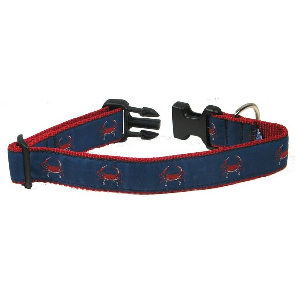 Preston Red Crab on Navy Dog Collar