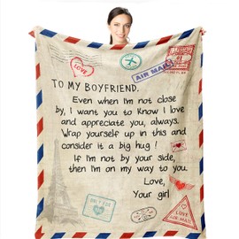 Wisegem Gifts for Boyfriend - Boyfriend Gift from Girlfriend Blanket 60"x50" for Him BF Christmas - Best Presents for BF - Funny Anniversary Birthday Boy-Friend Gift Ideas