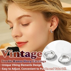 Silvora S925 Silver Earrings for Men and Women, Hip Hop Hoop Earrings, Small Infity/Rune/Skull/Celtic/Devil Eyes/Rivets/Chain Design Earring Creples Hoop Circle Folding Hoop Jewellery, Silver, No