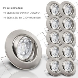 DECORA Recessed Ceiling Spotlight 230 V - Set Includes LED Module 5W Extra Flat 35 mm ET
