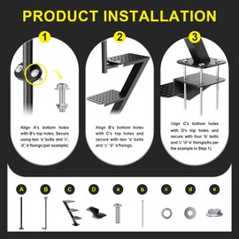 Andorm Heavy Duty Boat Trailer Tongue 4 Steps with Gloves, Non-Slip Boat Trailer Ladder with Safety Handle 500 lbs Capacity