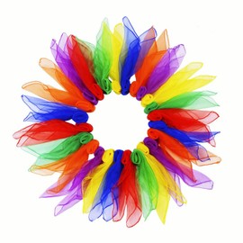 Alumuk Pack of 24 Juggling Cloths Dance Cloths Juggling Scarves Gymnastics Scarves for Nursery Show Belly Dance 60 x 60 cm (24 Dance Cloths)