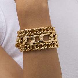Chunky Gold Bracelet Chunky Gold Bracelets Stack for Women Stackable Chain Bracelet Chunky Gold Jewelry for Women Men