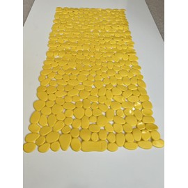 TIKE SMART “Pebbles” Non-Slip Bathtub/Shower Mat 27.5”x14” Rectangular, Non-Toxic, Safe, Clean, Machine-Washable, Superior Grip & Drainage, Vinyl, for Smooth Floors ONLY, Opaque Yellow