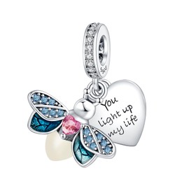 Simphman 925 Sterling Silver Love Heart Charms Dangles for Bracelets and Necklaces, Gift Jewellery for Women, Girls, Family and Friends, Sterling Silver