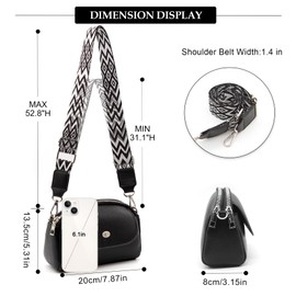 Long Keeper Small Crossbody Bag for Women Vegan Leather Cross Body Handbags Women Ladies Phone Shoulder Bag with 3 Pockets Adjustable Removable Wide Strap (Black)