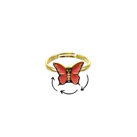 Mavi Bandz Adjustable 14k Gold Plated Pink Butterfly Fidget Anti Stress Anxiety Ring