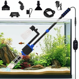 AQQA DC 36W Electric Aquarium Vacuum Gravel Cleaner 6-in-1 Multifunctional Fish Tank Cleaning Kit for Remove Dirt, Change Water, Wash Sand, Turtle Water Shower, Water Circulation with Adjustable Power