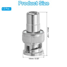 PATIKIL BNC to RCA Adapter, 2 Pack BNC Male RF Coax Connector Coupler Adapters for CCTV Security Camera LED Strip, Silver