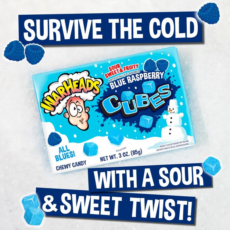Impact Confections - WARHEADS Winter Blue Raspberry Cubes - 3.0