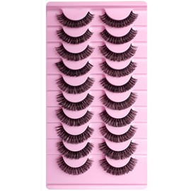 KEYRI 20 Pairs Cat Eyelashes Fluffy Russian Strip Lashes for Everyday or Exaggerated Make-up Lightweight D Curl Durable Natural Look Eyelash Clusters for Girls and Women (20 Pairs, Black)