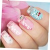 Healeved 36pcs Cherry Nail Charms Silver Rhinestones Stickers Kit Nail