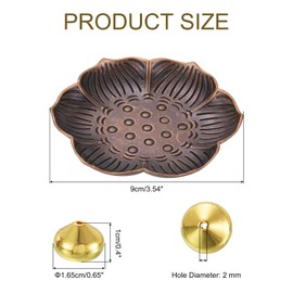 sourcing map 2pcs Flower Incense Holder, Incense Burner Holder Set, Water Drop Shape Ash Catcher for Yoga Room Living Room Bedroom Home Decor Copper