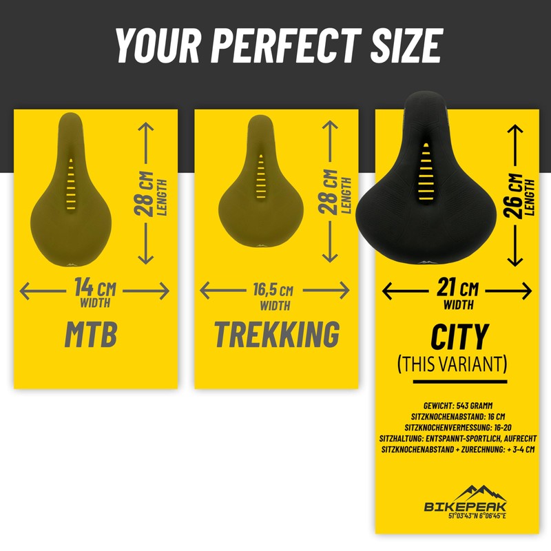 BikePeak - Bike Saddle for City, MTB or Trekking -