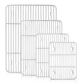 Herogo Cooling Rack Set of 4, Stainless Steel Cooking Baking Rack, Fit Various Size Cookies Sheets, Rectangular Rack for Cooling Grilling Roasting, Rust Free & Dishwasher Safe