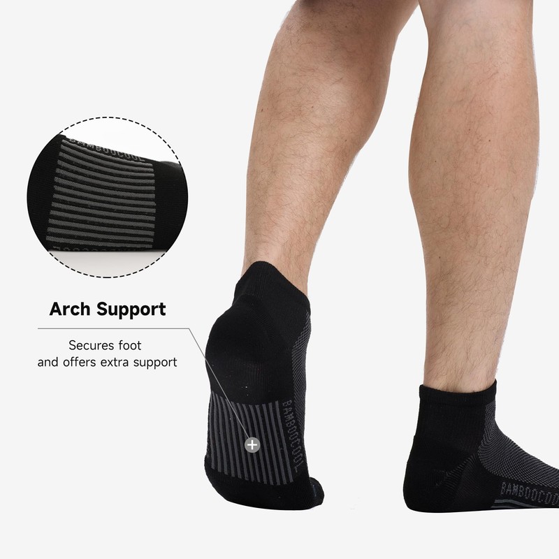 BAMBOO COOL Men's Athletic Ankle Socks Moisture Wicking, Anti-Odor Breathable