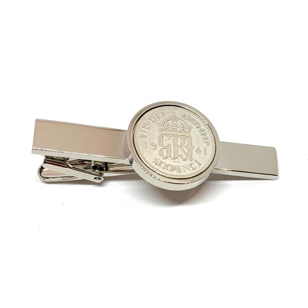 Premium 1941 Sixpence Tie Clip for a 84th Birthday cufflinks