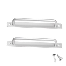 Onezebra 2 Pcs Pull Push Door Handles,Shower Door Handle,Interior Door Handles,192mm Stainless Steel Sliding Handles for Kitchen Bathroom Cupboard Cabinet Garage Barn Shed Gate with Metal Plates