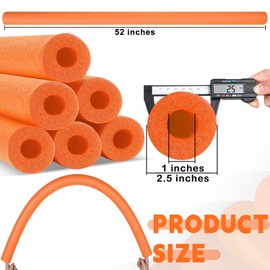 Hanaive 6 Pack Pool Noodles Swimming Floating Foam Tube 52 Inch Hollow Swim Noodles Bulk Floats Heavy Duty for Swimming Decoration Craft Projects Multi-Purpose(Orange)
