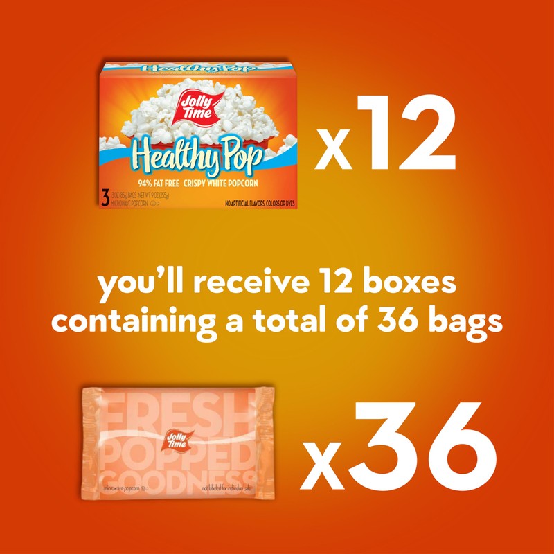 Jolly Time Healthy Pop Microwave Popcorn, Low Fat Gluten Free