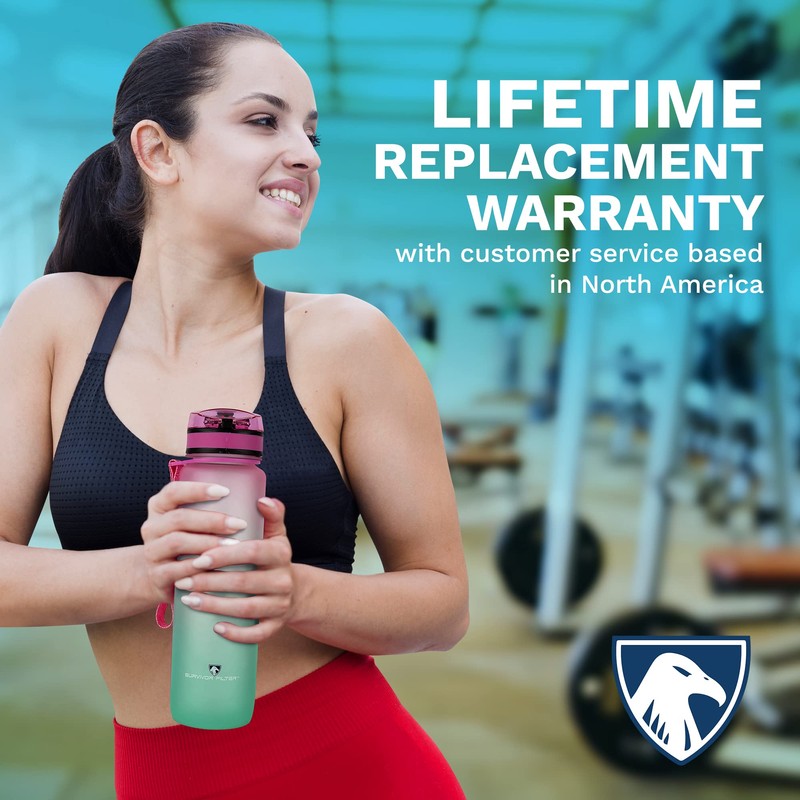 Survivor Filter 1L Sports Water Bottle with Time Markings -