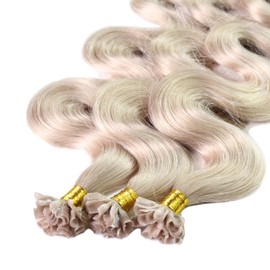 hair2heart Premium Real Hair Bondings Wavy 50 Strands 0.8 g 50 cm 10/1 Light Blonde Ash