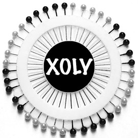 XOLY Quilting Pins Sewing Scarf Hijab Pearlized Straight Pins Colorful Head Fabric Cover Loose Pins Dressmaking DIY Art Craft Flower Decoration (Black & White)
